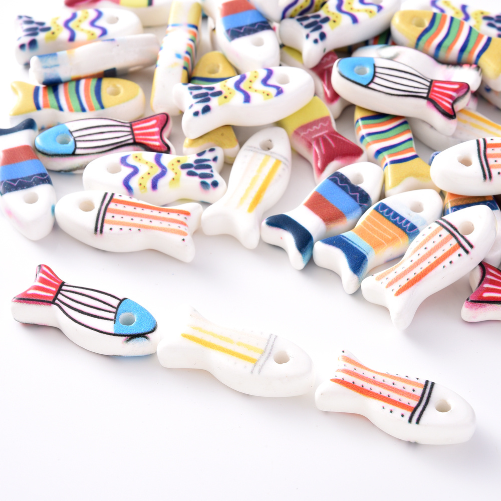 3pcs Random Mixed Ceramic Decorative Beads for Fashion Jewelry